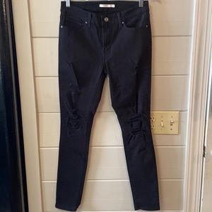 Levis Black Distressed 711 Skinny Jeans Size 29.